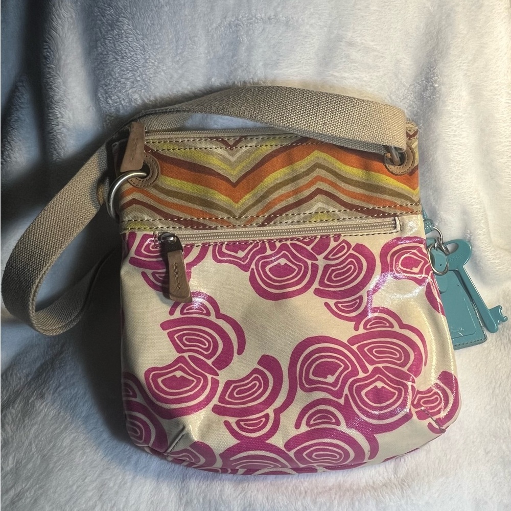 Fossil Key-per coated canvas vintage retro mod crossbody
